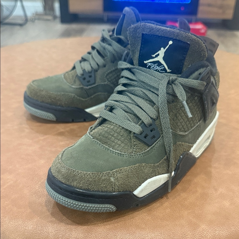 Jordan Kids Sneakers in Olive and Black. Worn couple times almost like new.
